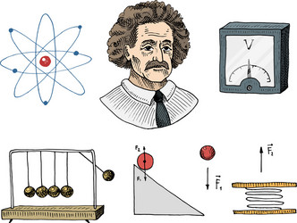 atom and voltmeter with perpetual motion circuit vector image