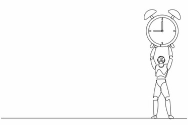 single continuous line drawing robots lifting up vector image
