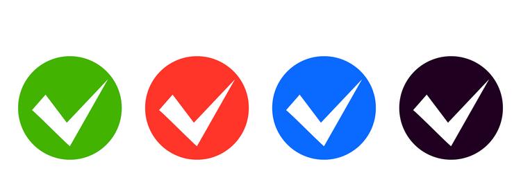 a set of round check mark icons vector image