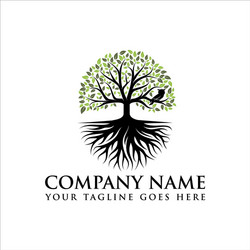 Abstract vibrant tree logo design root Royalty Free Vector