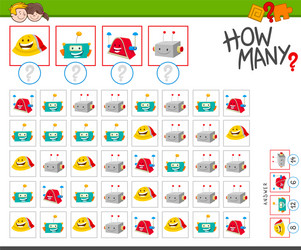 how many robots cartoon counting game vector image