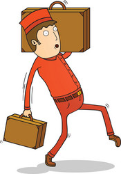 bell boy with suitcases vector