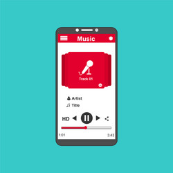 media player application app template with flat vector image