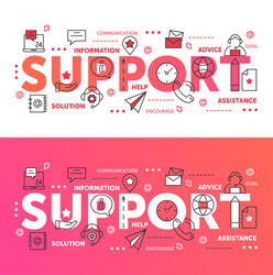 support word set thin line abstract web design vector image