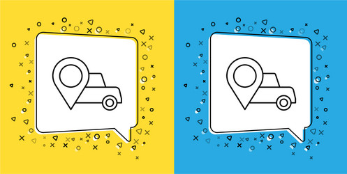 Set line map pointer with taxi icon isolated vector