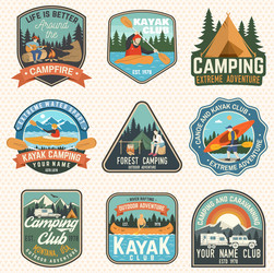 Summer Camp Canoe & Kayak Club Badges Vector Image