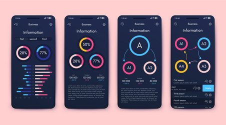 Different ui ux gui screens and flat web icons vector