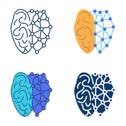 machine learning icon set in flat and line style vector image