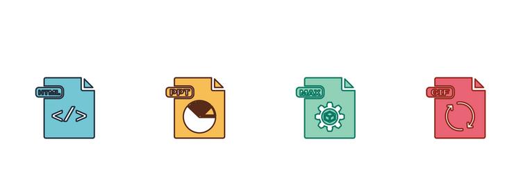 set html file document ppt max and gif icon vector image
