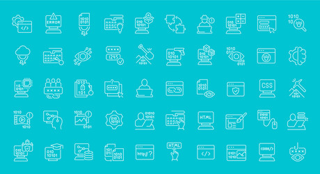 set line icons programming vector image