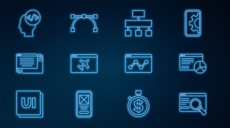 set line ui or ux design website statistic site vector image