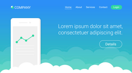 website header template design with smartphone vector image