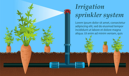 flat banner is written irrigation sprinkler system vector