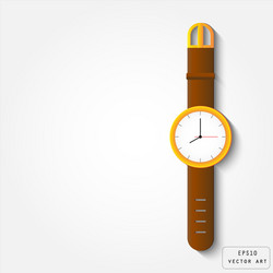 Gold watch with leather strap vector