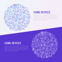 using devices concept in circle vector image
