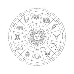Zodiac Circle with Constellations Vector Image