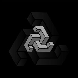 3d hexagon geometric triangle block box cube logo vector image