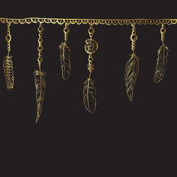 boho elements with feathers chain vector image