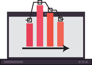 computer monitor and bar graph icon vector image