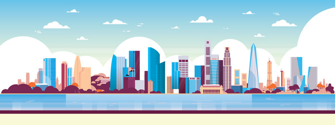 modern city skyscraper panorama view cityscape vector