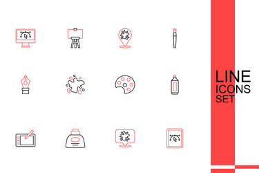 set line computer with design program paint spray vector image