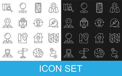 set line route location folded map push pin vector image