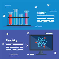 set tubes analysis and computer with atom vector image