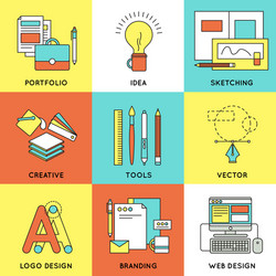 web design line icon set vector image