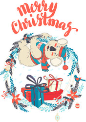 funny merry christmas card with koala wearing cute Vector Image