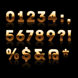 Golden digits and characters set 2 vector