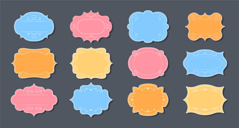 label ornamental color frames set for text vector image
