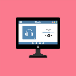 media player application app template with flat vector image