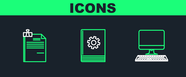 set line computer monitor with keyboard file vector image