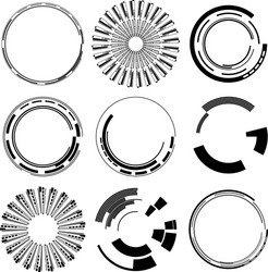 geometric hud sc-fi gui ui circular elements vector image
