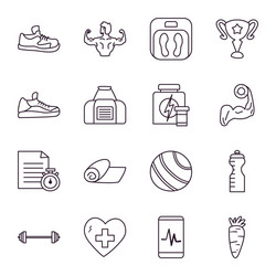 Healthy and sport line style icon set vector