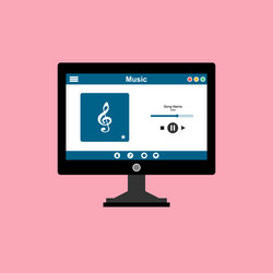 media player application app template with flat vector image