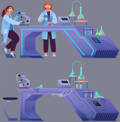 Scientist in lab conduct experiment study vector