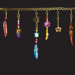 boho elements with feathers chain vector image