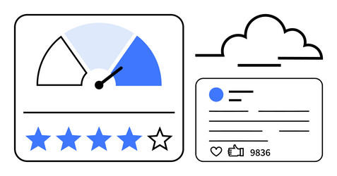 digital rating system with speedometer reviews vector image
