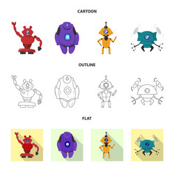 isolated object of robot and factory sign set vector image