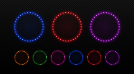light circle neon frame with bulbs vector image