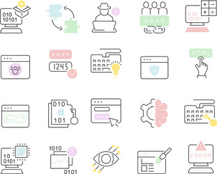 set line icons programming vector image