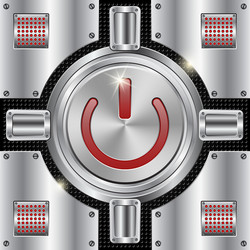 abstract metallic background with power button vector image