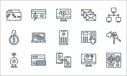 Hacker line icons linear set quality vector