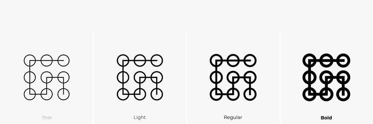 Lock Pattern Access Icon - Light, Regular, Bold vector image
