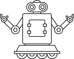 machine robot on wheels icon outline style vector image