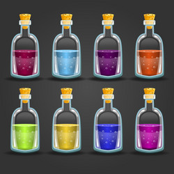 big set of flasks with different poisons vector image