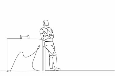 continuous one line drawing robots lean on huge vector image