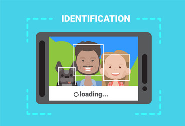 digital tablet scanning user face loading vector image