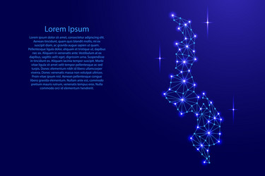 malawi map of polygonal mosaic lines network rays vector image